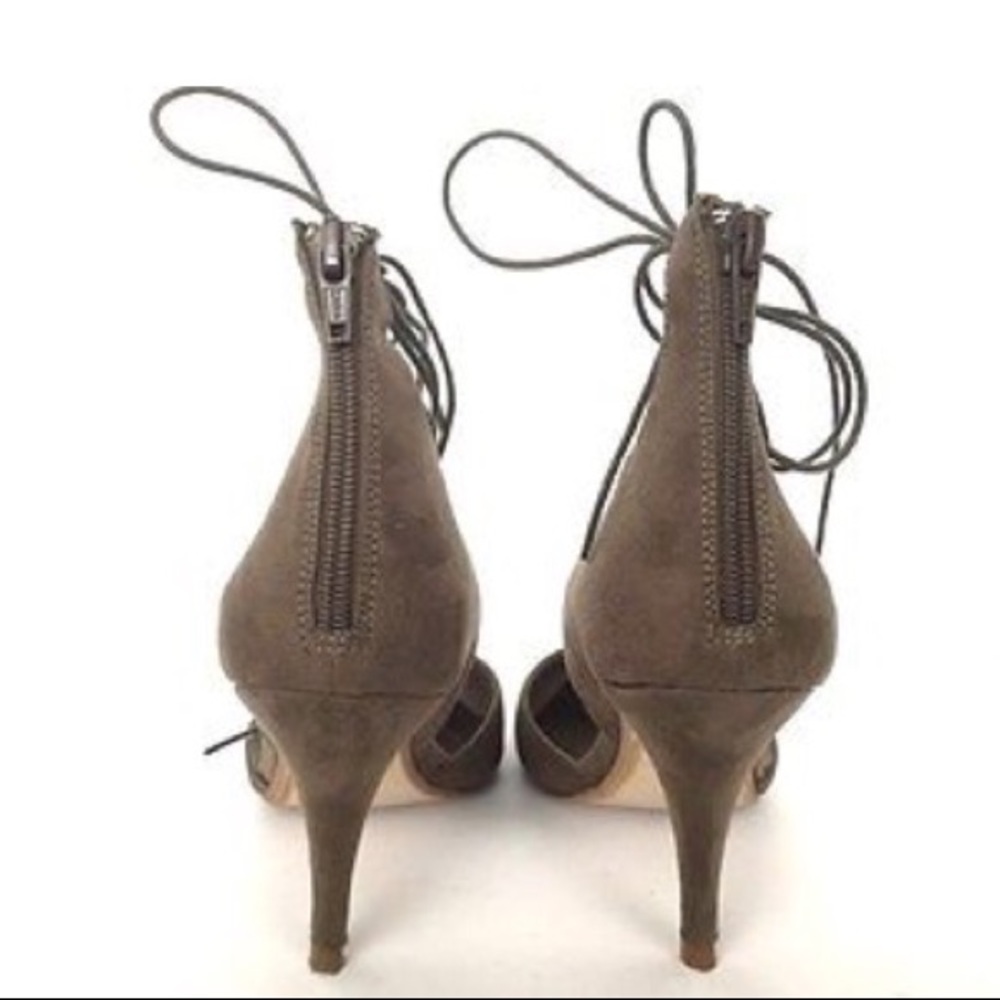 New ZARA ARMY OLIVE GREEN LACE UP HEELS PUMPS 6 26 - Picture 4 of 6
